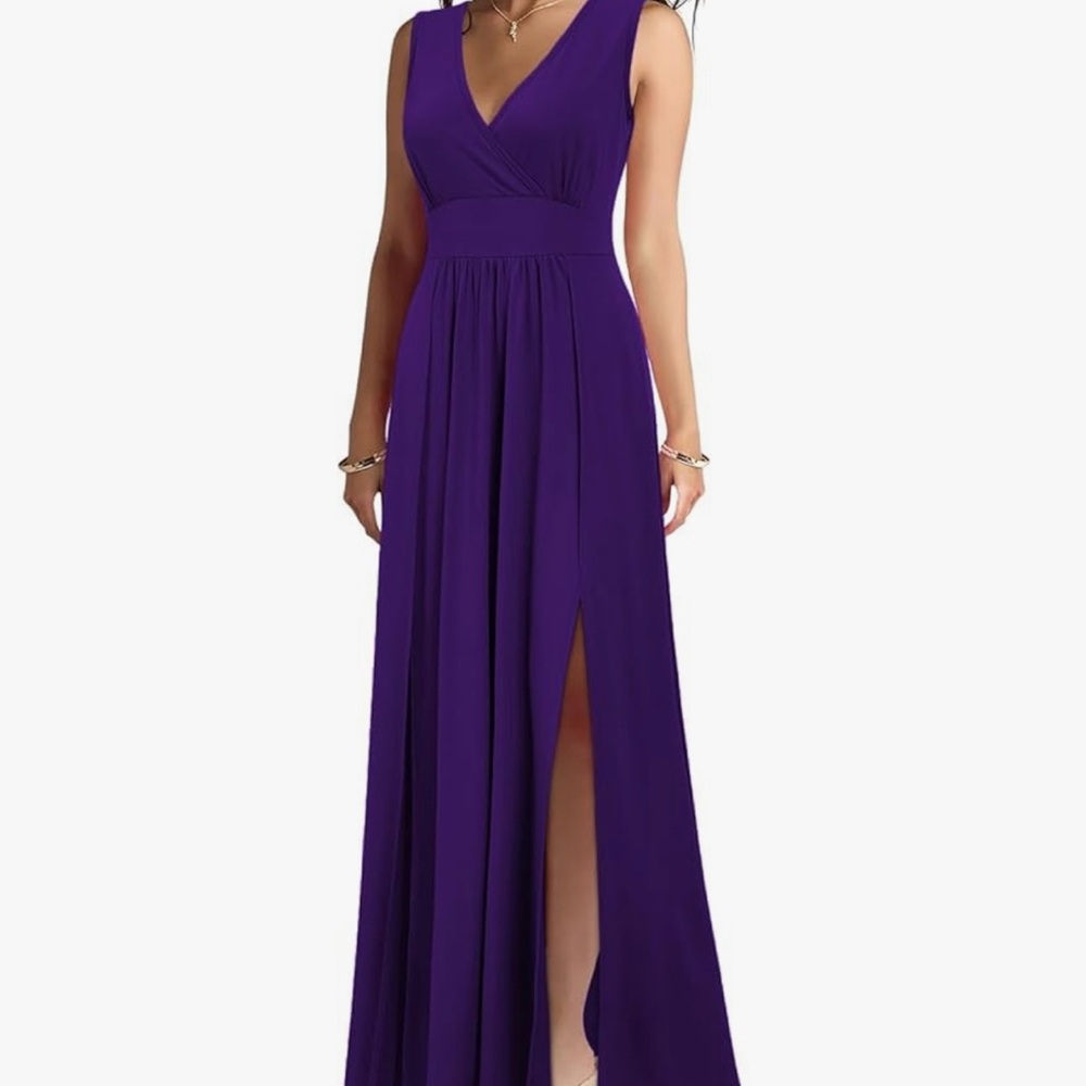 Elegant Purple Sleeveless Maxi Dress